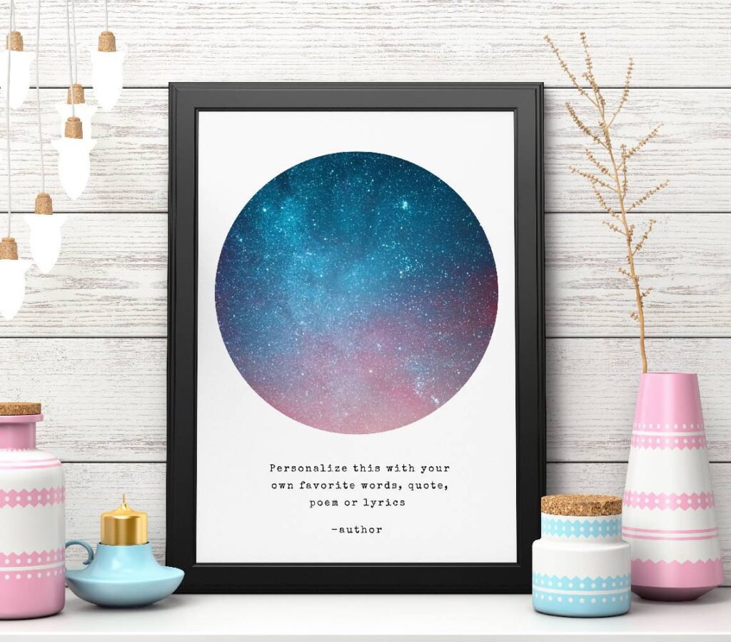 Custom Quote Print Sign Stars in sky Wall Art Poster image
