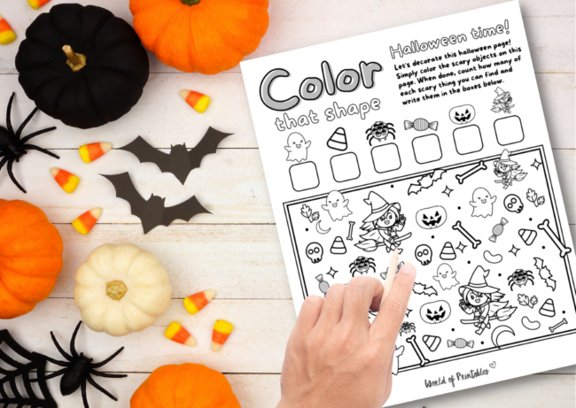 Free Printable I Spy Halloween Coloring Game