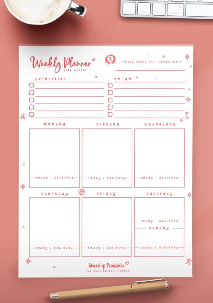 Kaizen Printable Weekly Planner
