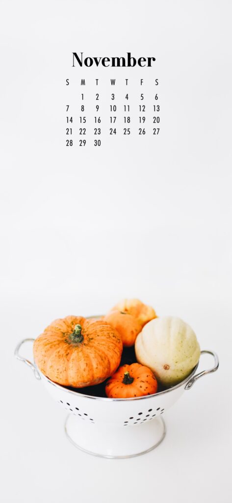 November Calendar Phone Wallpaper Pumpkins