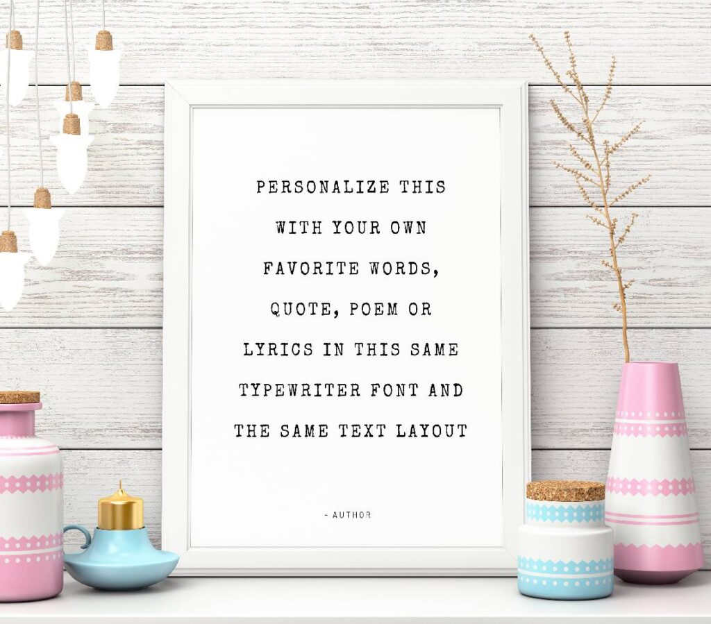 Personalised Custom Quote Text Print with Different Font Options Wall Art Prints Home Decor