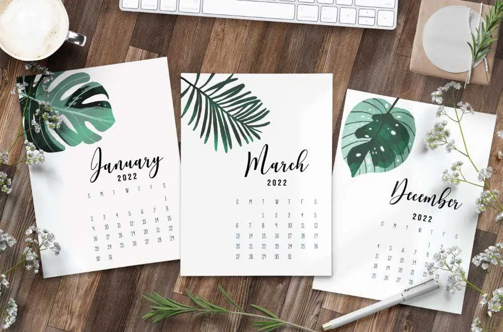 2022 Calendar Printable PDF In Botanical Style