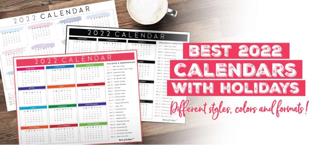 2022 Calendar with holidays