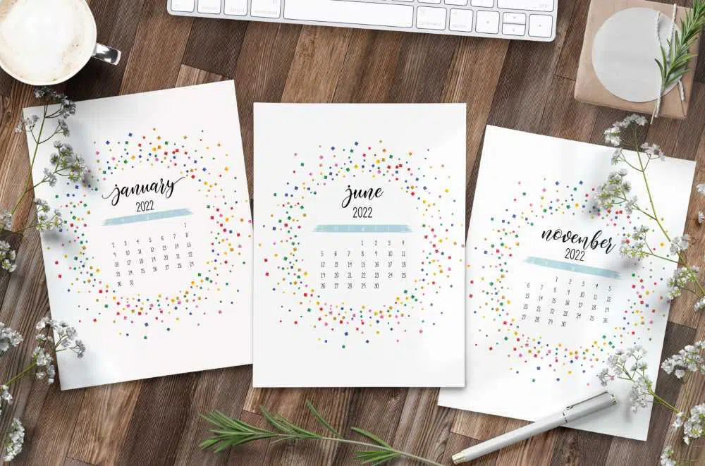 2022 Free Printable Calendar Colorful Theme