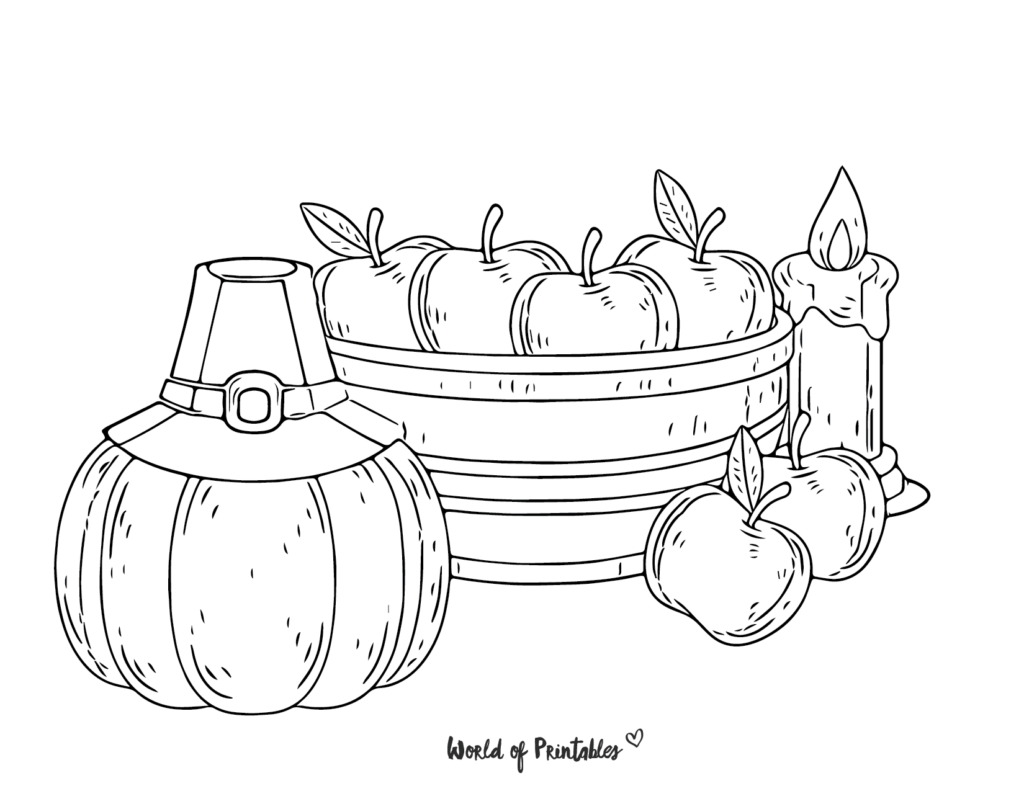 Apple Thanksgiving Coloring Page