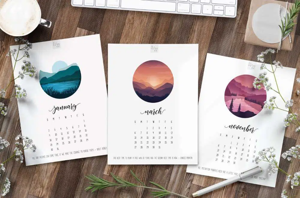 Free Printable Art Calendar 2022
