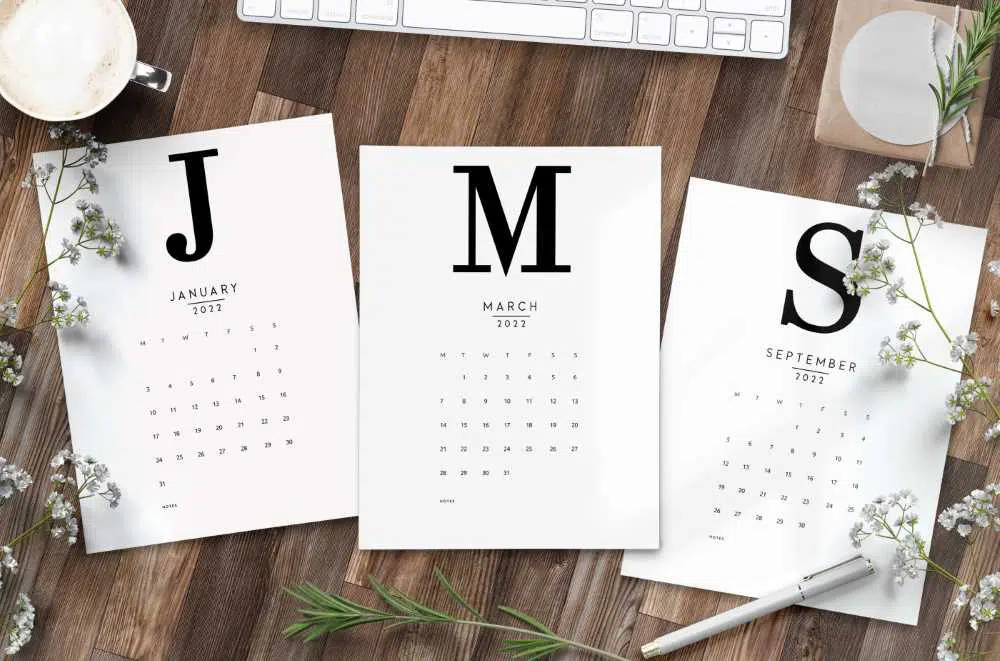 Free Printable Monthly Calendar for 2022