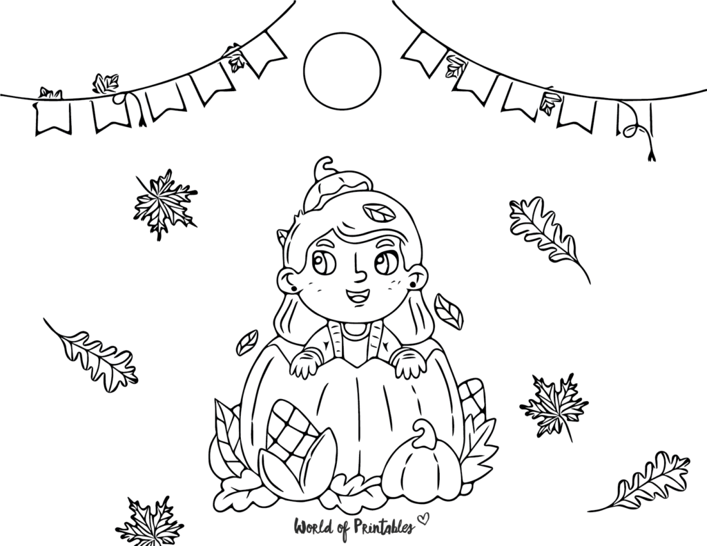 Girl Thanksgiving Coloring page