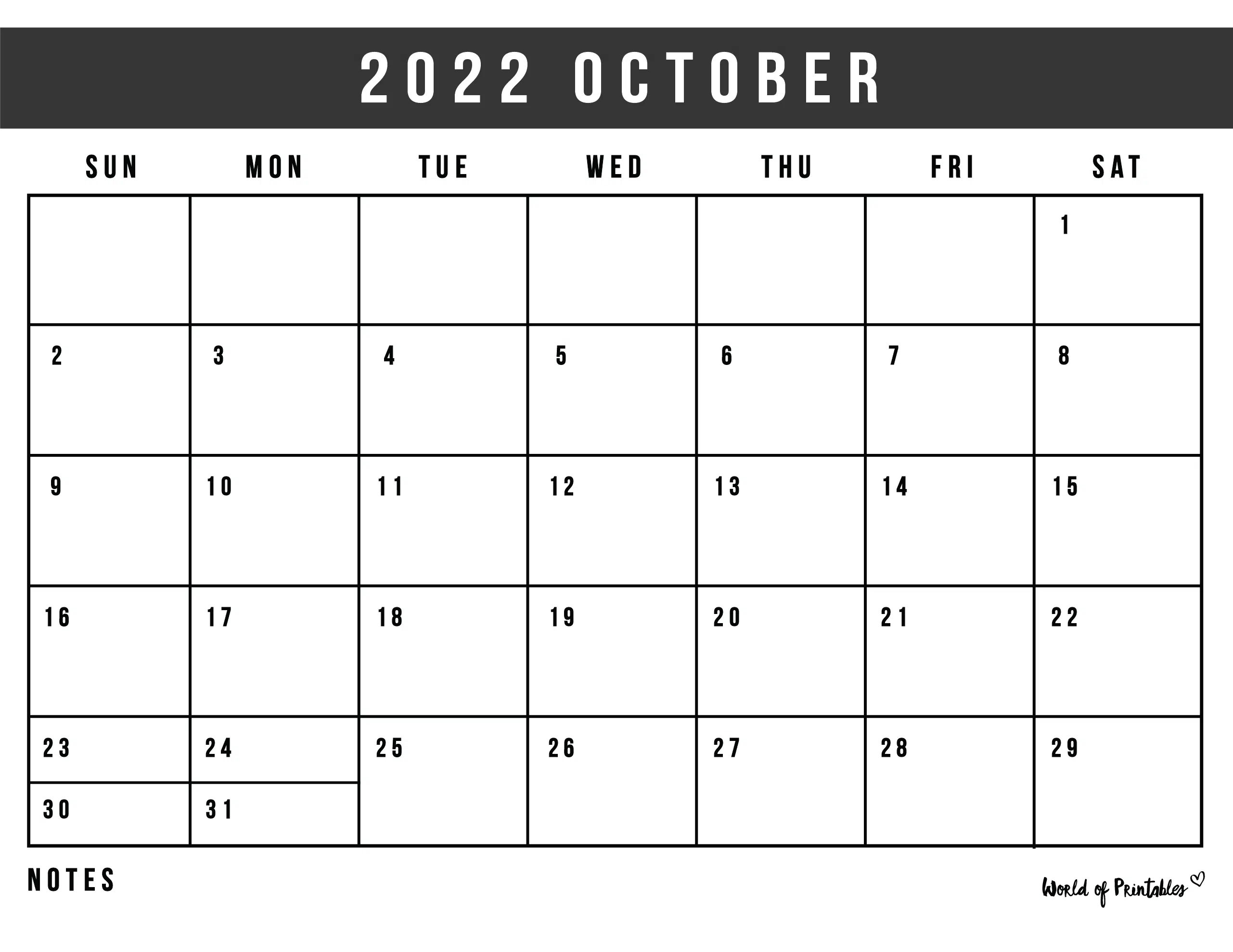free printable october 2022 calendars world of printables