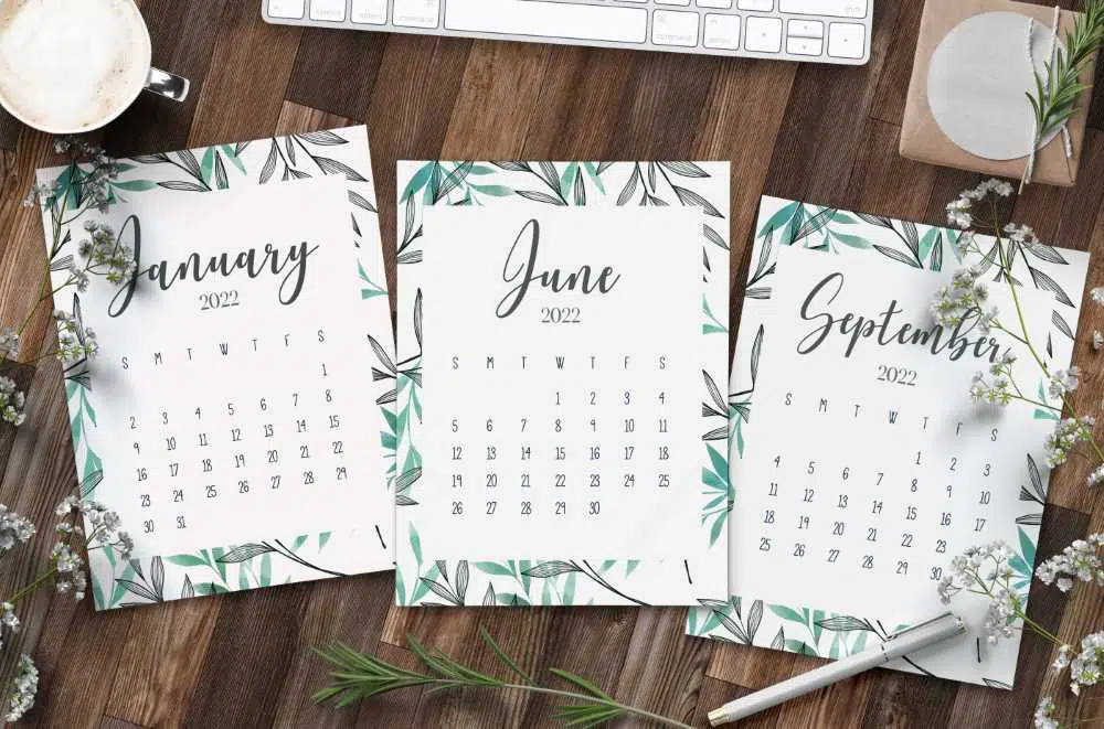 Printable 2022 Calendar Botanical Style