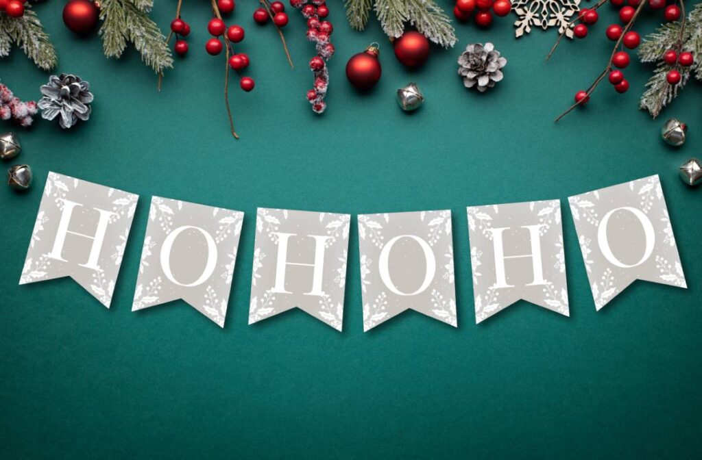 Silver and White Holly Christmas Banner