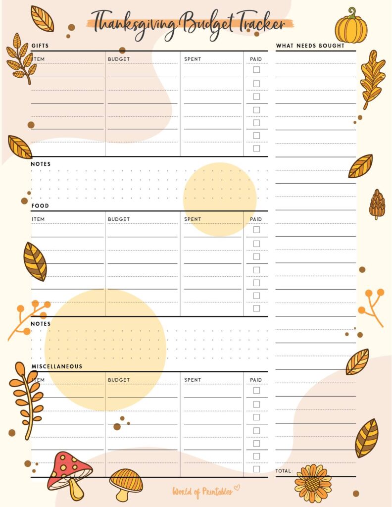 Thanksgiving Planner Holiday Budget Tracker