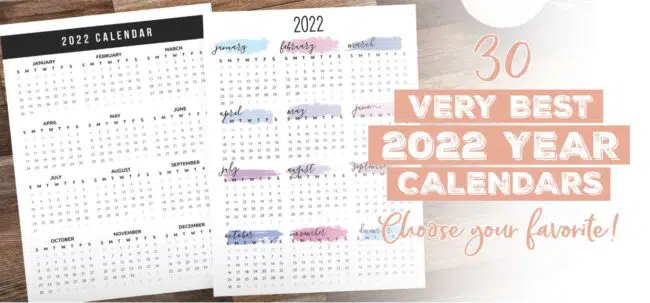 The Best 2022 Year Calendars - One Page Calendars for 2022