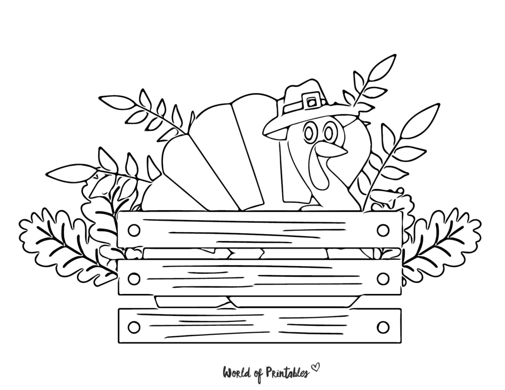 Turkey Crate Thanksgiving Coloring Page
