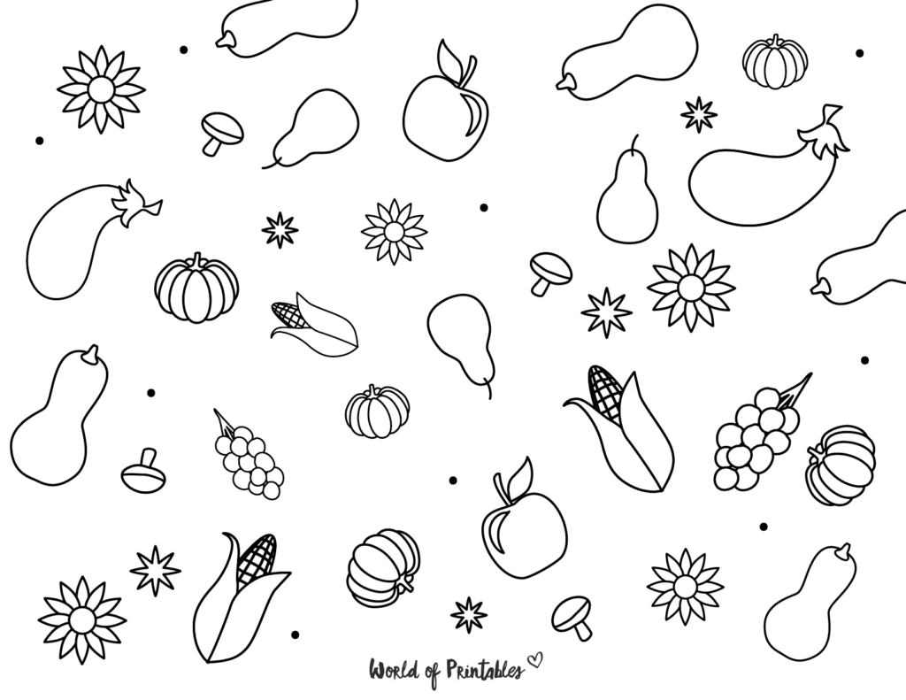 Vegetables Thanksgiving Coloring Page