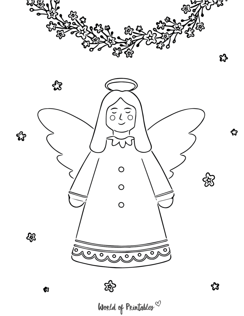 Angel Cute Christmas Coloring Page