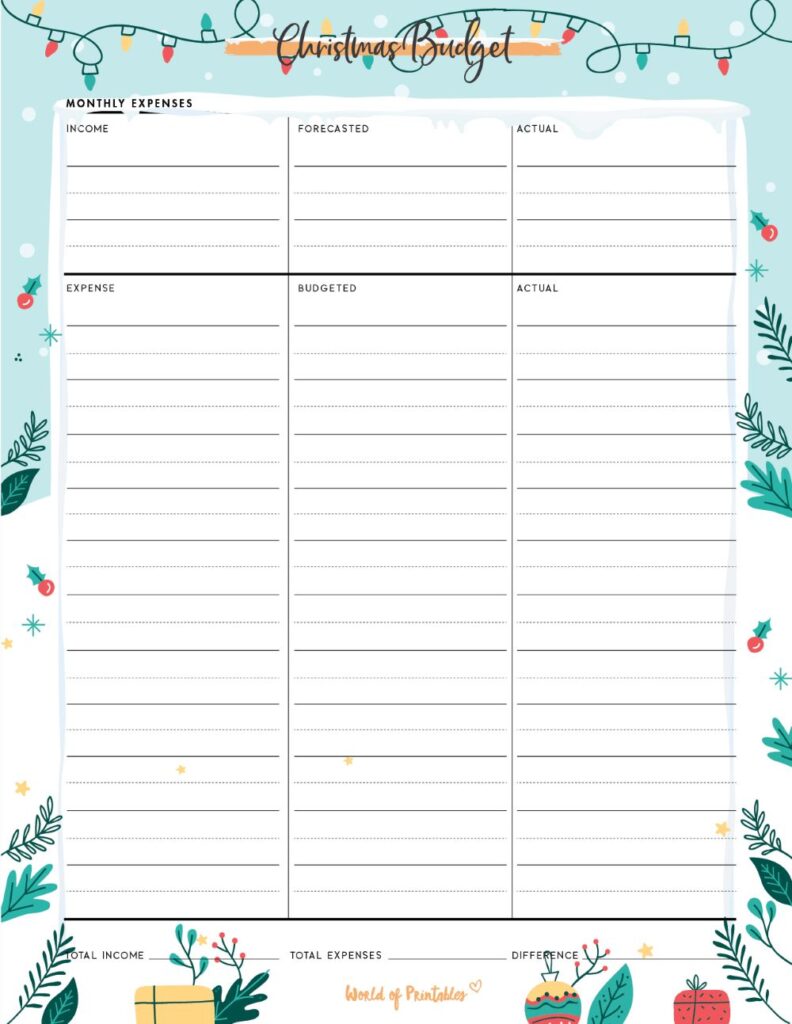 Christmas Planner_Monthly Budget