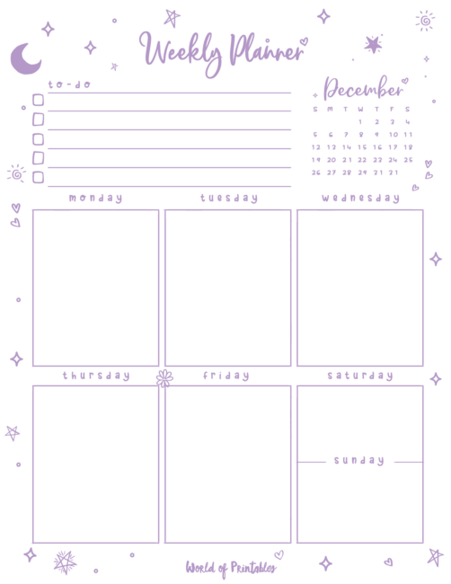 Free Cute December Calendar &amp; Planner Printable Set - World of Printables