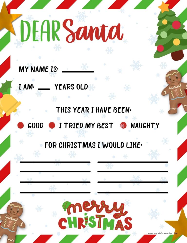 20+ Free Printable Letter to Santa Templates - World of Printables