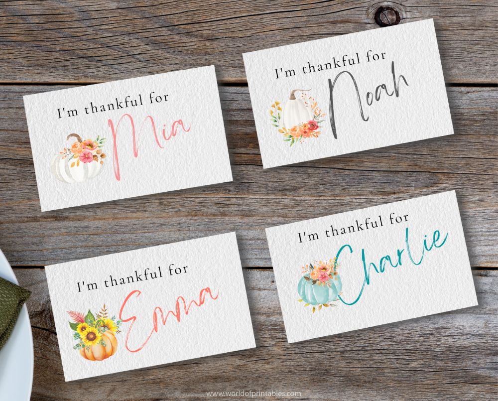Thanksgiving Place Cards | Free Printables - Just Customize &amp; Print!