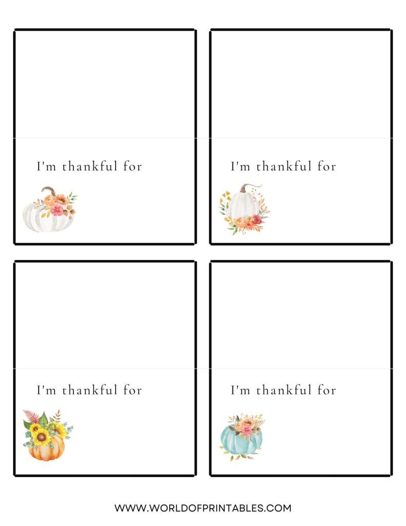 Cute Thanksgiving Place Cards Printable