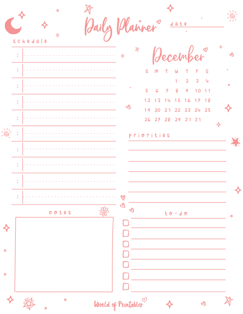December Day Planner Cute with Dec calendar 2021