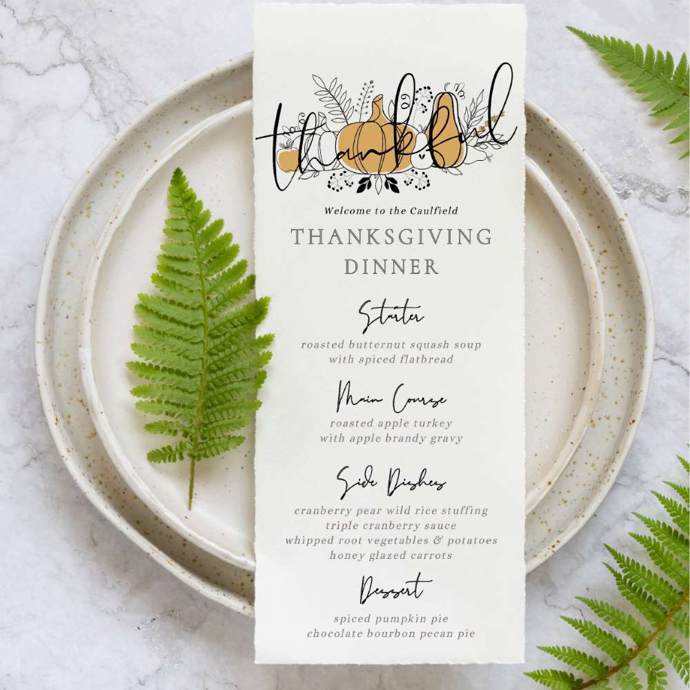 Elegant Thanksgiving Dinner Menu Template