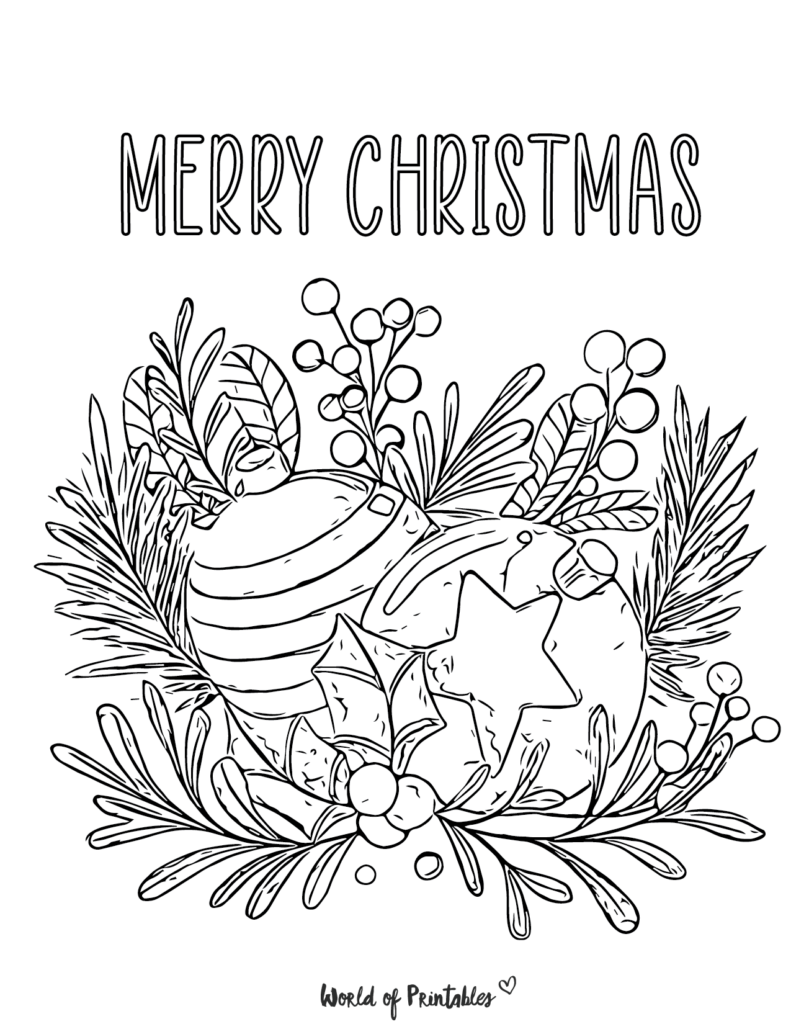 Festive Baubles Christmas Coloring Page