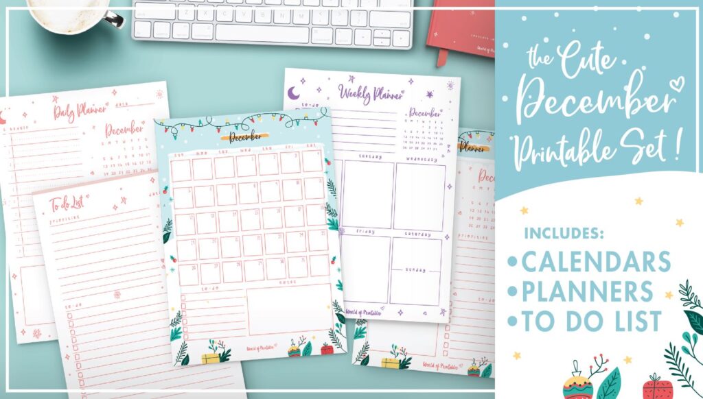 Free Cute December Calendar Daily Planner Weekly Planner To Do List