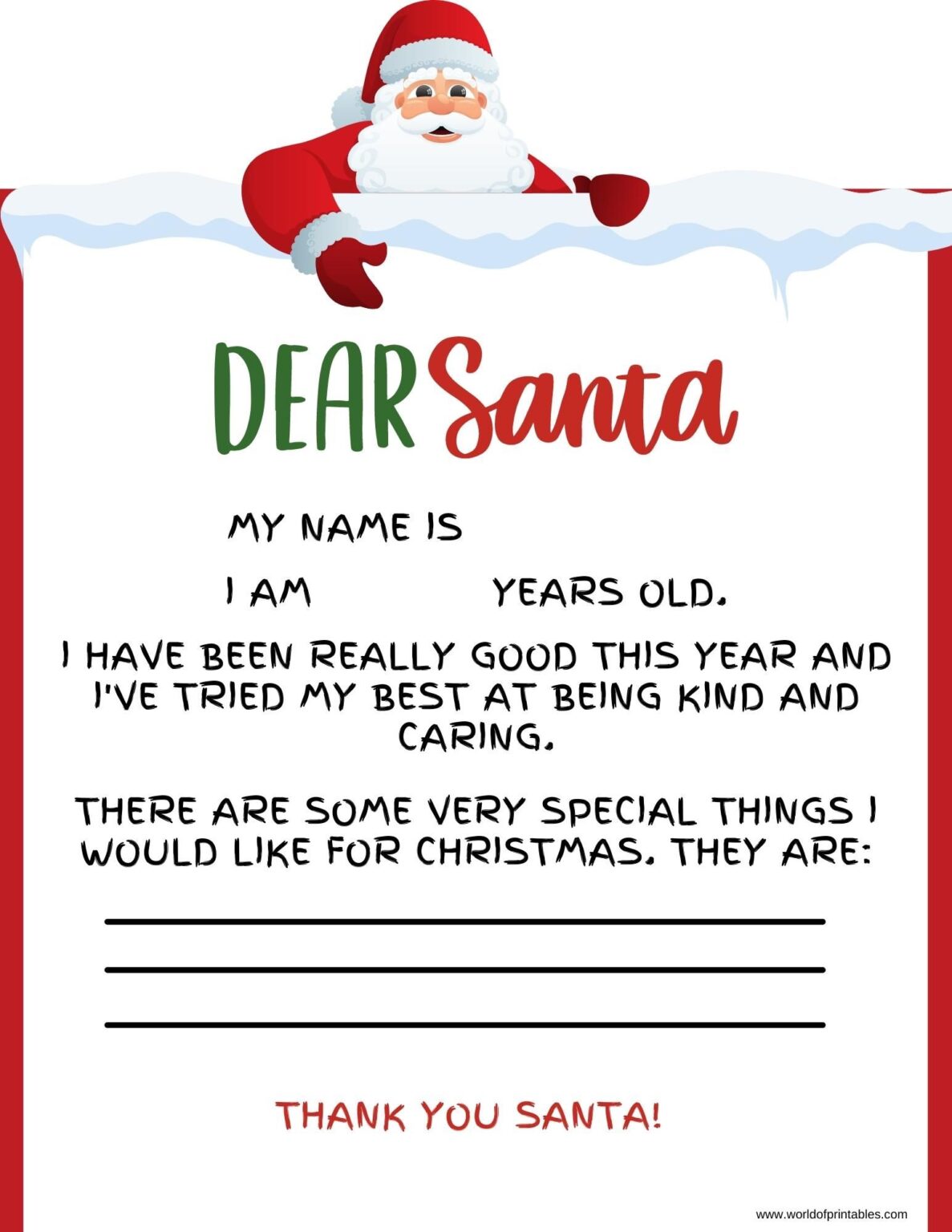 20+ Free Printable Letter to Santa Templates - World of Printables