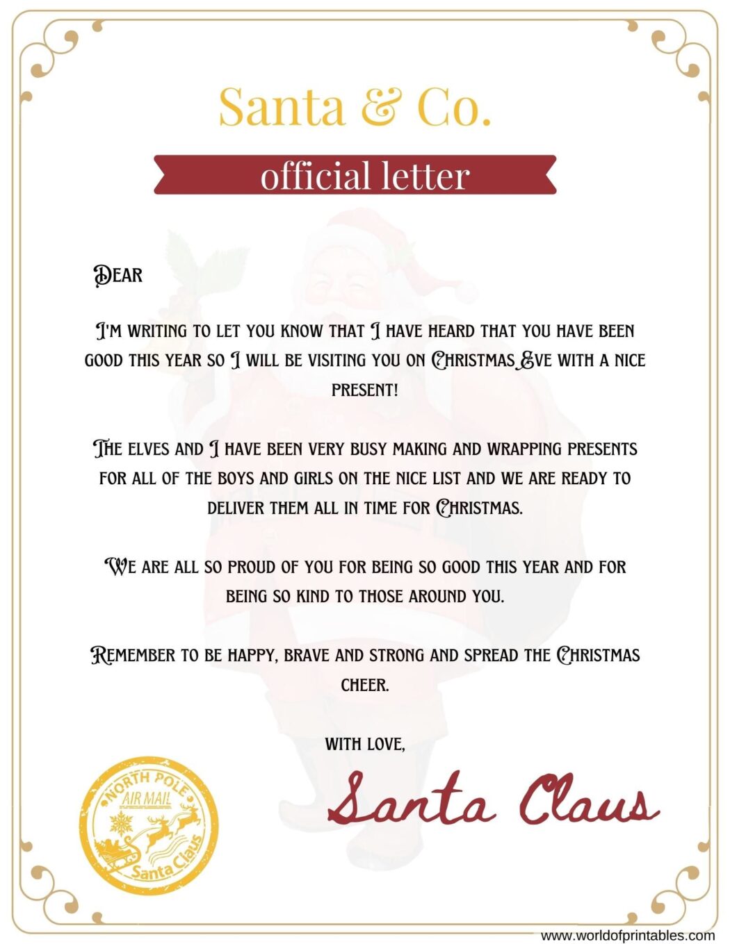 10 Best Free Letter From Santa Templates - World of Printables