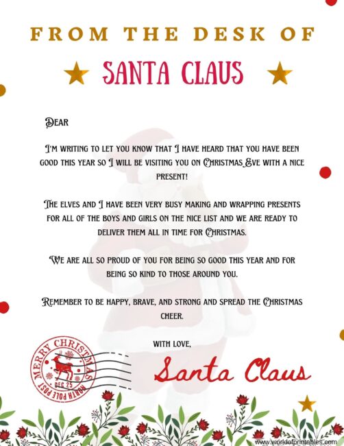 10 Best Free Letter From Santa Templates - World of Printables