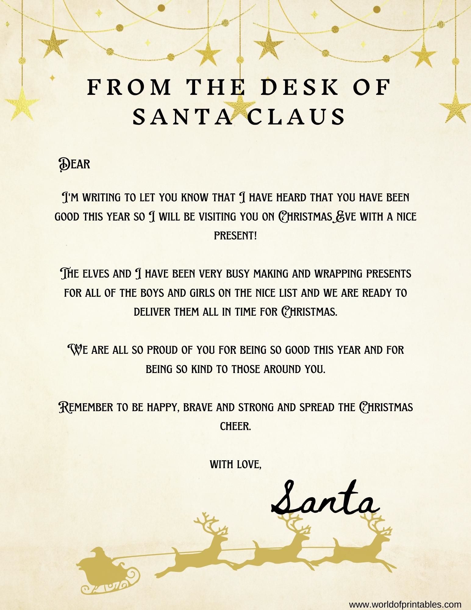 10 Best Free Letter From Santa Templates World Of Printables