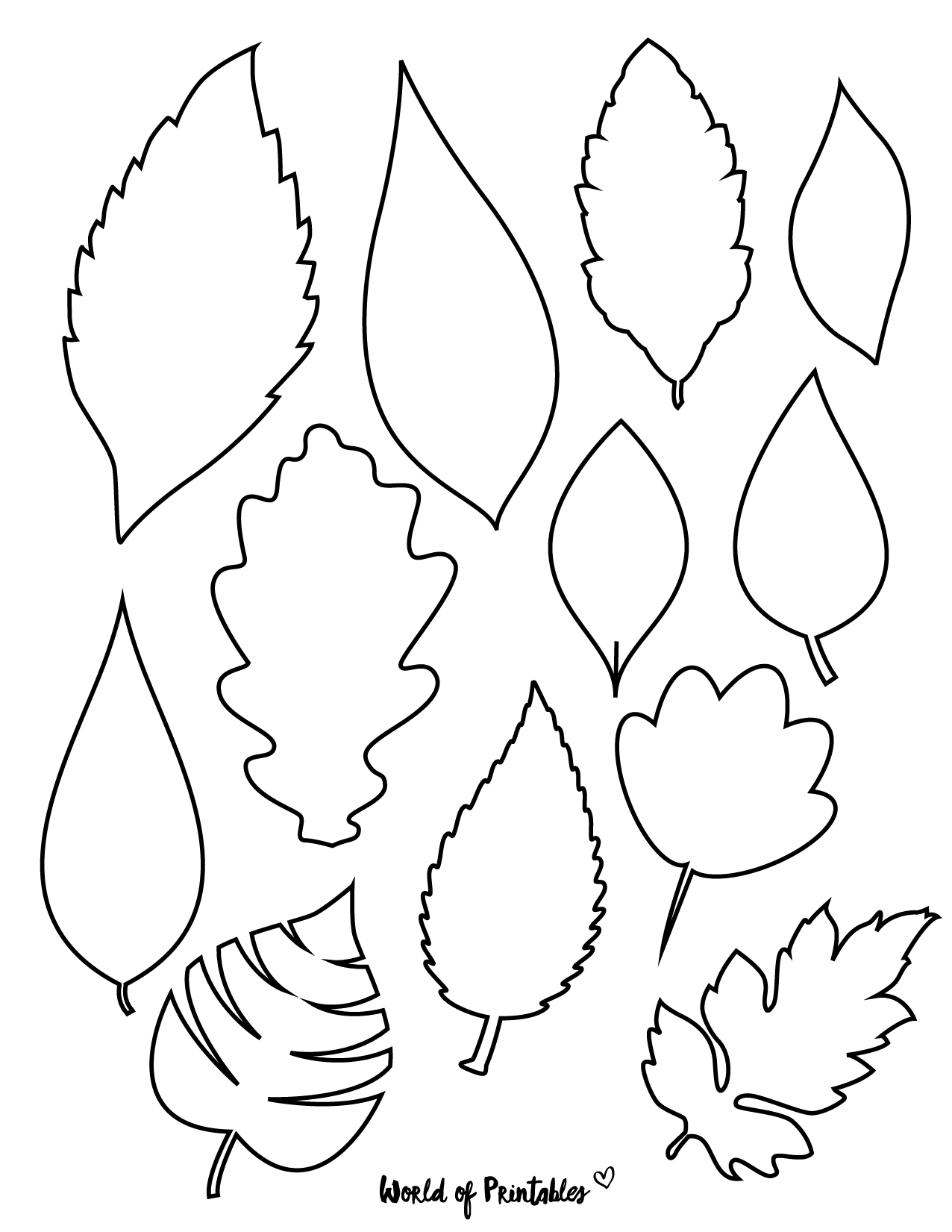 37 Printable Leaf Templates, Outlines & Shapes (Free) - World of Printables