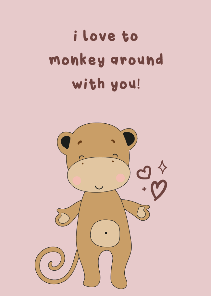 Monkey Printable Valentines Card