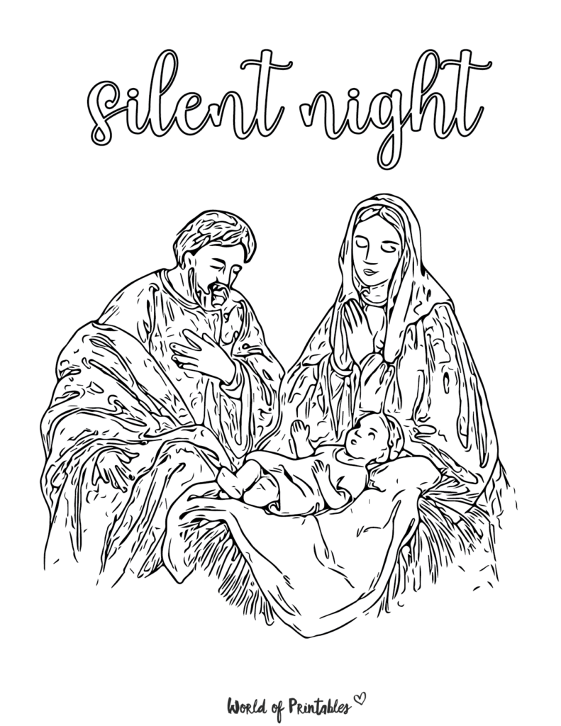 Nativity Scene Christmas Coloring Page