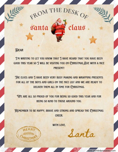 10 Best Free Letter From Santa Templates - World of Printables