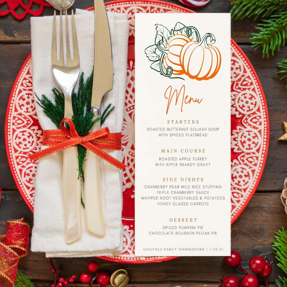 Printable Thanksgiving menu template