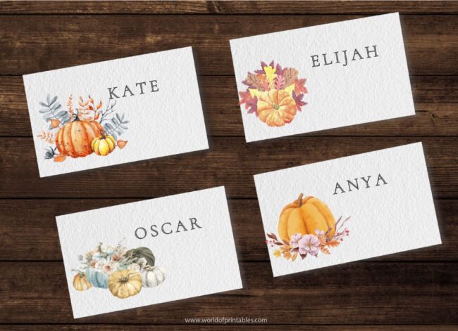 Pumpkin Thanksgiving Placecards
