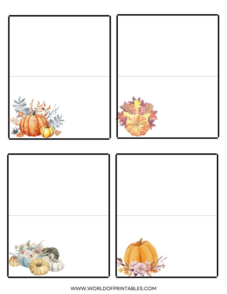 Pumpkin Thanksgiving Place cards Printable
