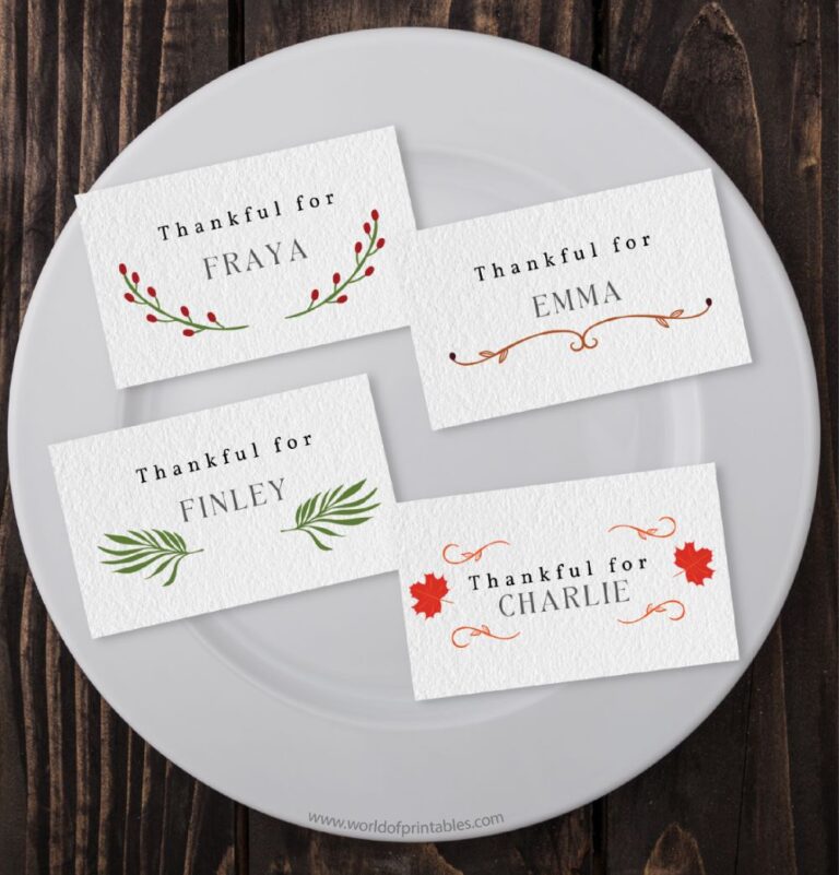 Thanksgiving Place Cards Free - Simple Thanksgiving Place Cards 768x801 