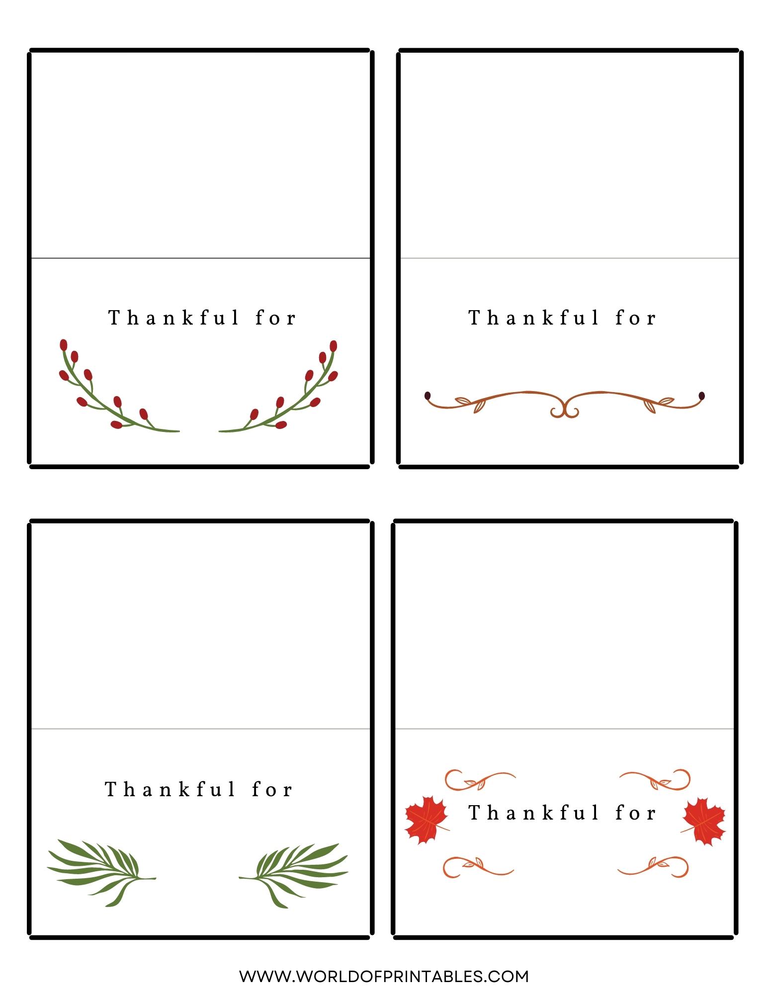 Thanksgiving Place Cards Free Printables Just Customize Print