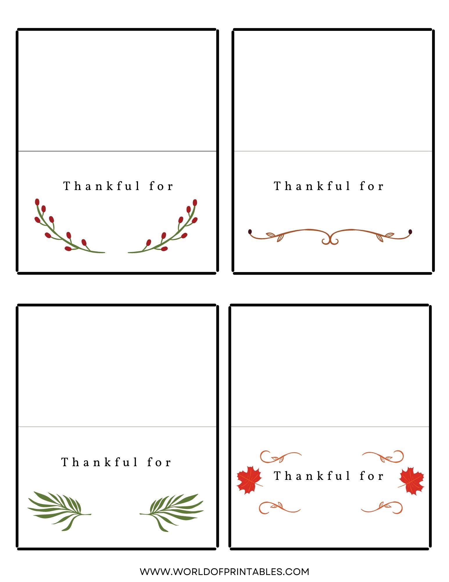 Thanksgiving Place Cards Free Printables Just Customize Print 