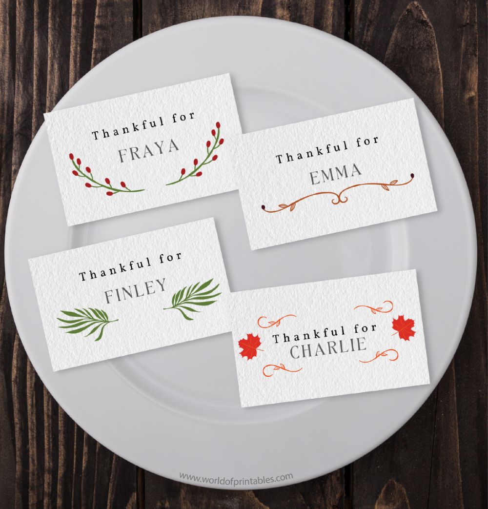 Thanksgiving Place Cards Free Printables Just Customize & Print!