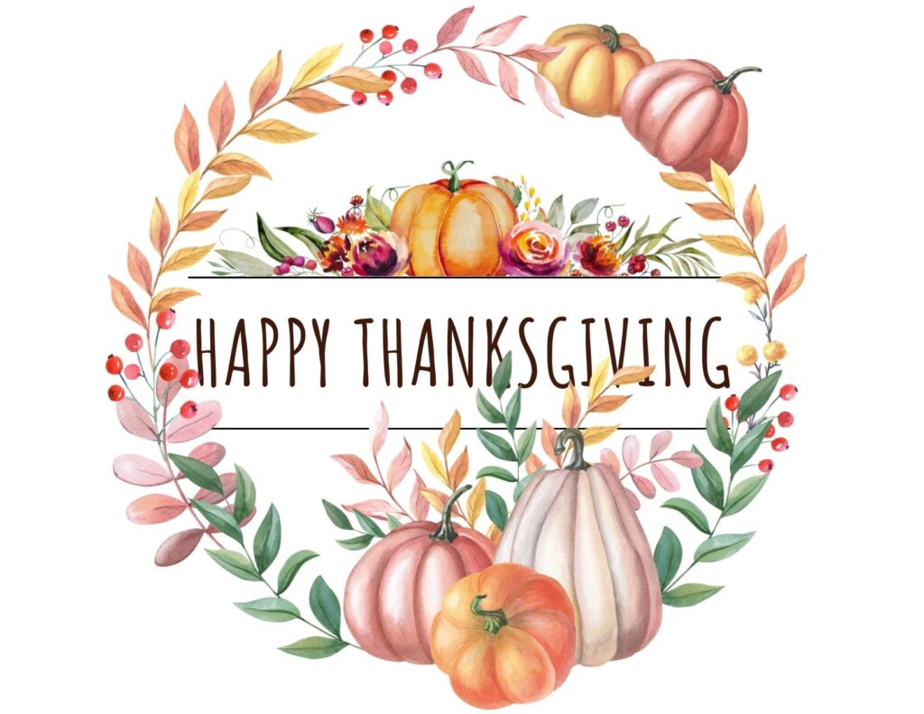 Thanksgiving Card - Happy Thanksgiving pastel Wreath