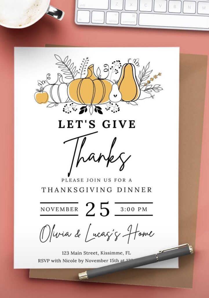 Thanksgiving Dinner Invitations