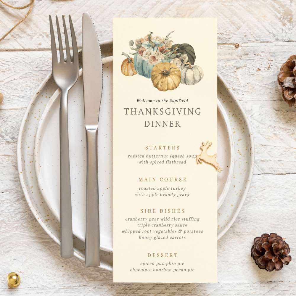 Thanksgiving Dinner Menu Printable