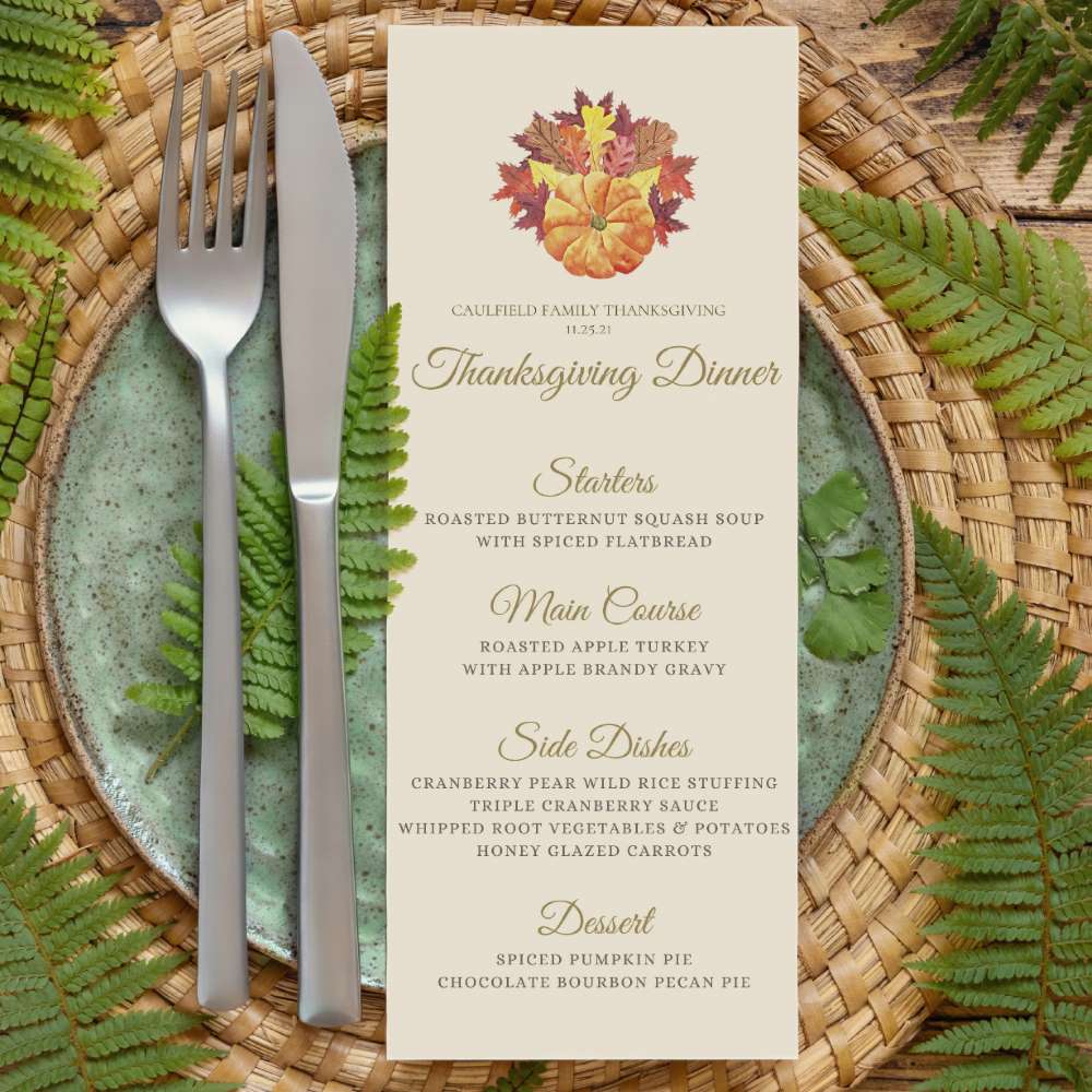 thanksgiving dinner menu template