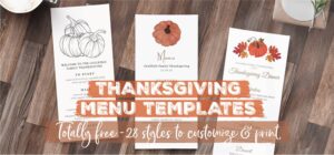 Thanksgiving Menu Template - 28 Styles to Customize &amp; Print For Free