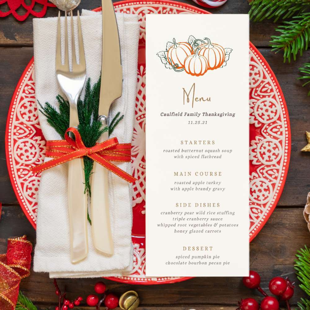 Thanksgiving Menu template with pumpkins